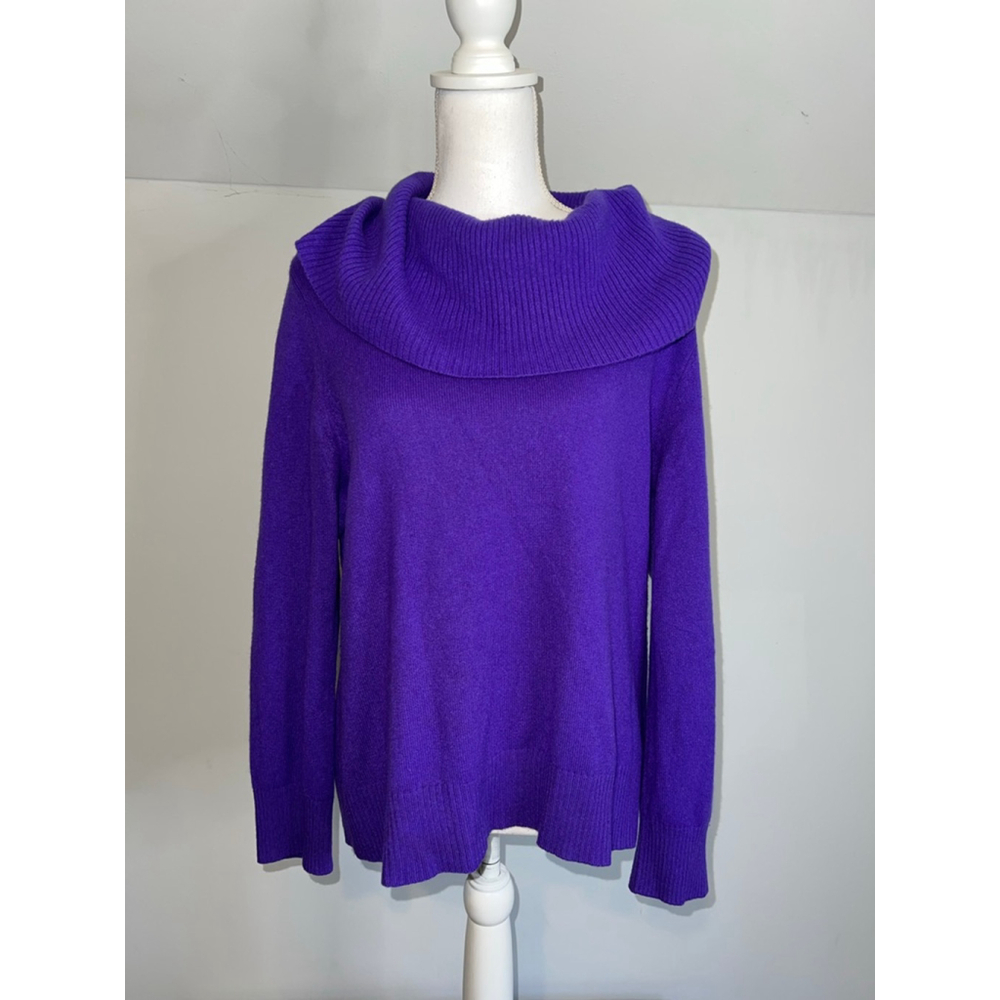 Women's Charter Club Cashmere Purple Cowl Neck Sweater XL